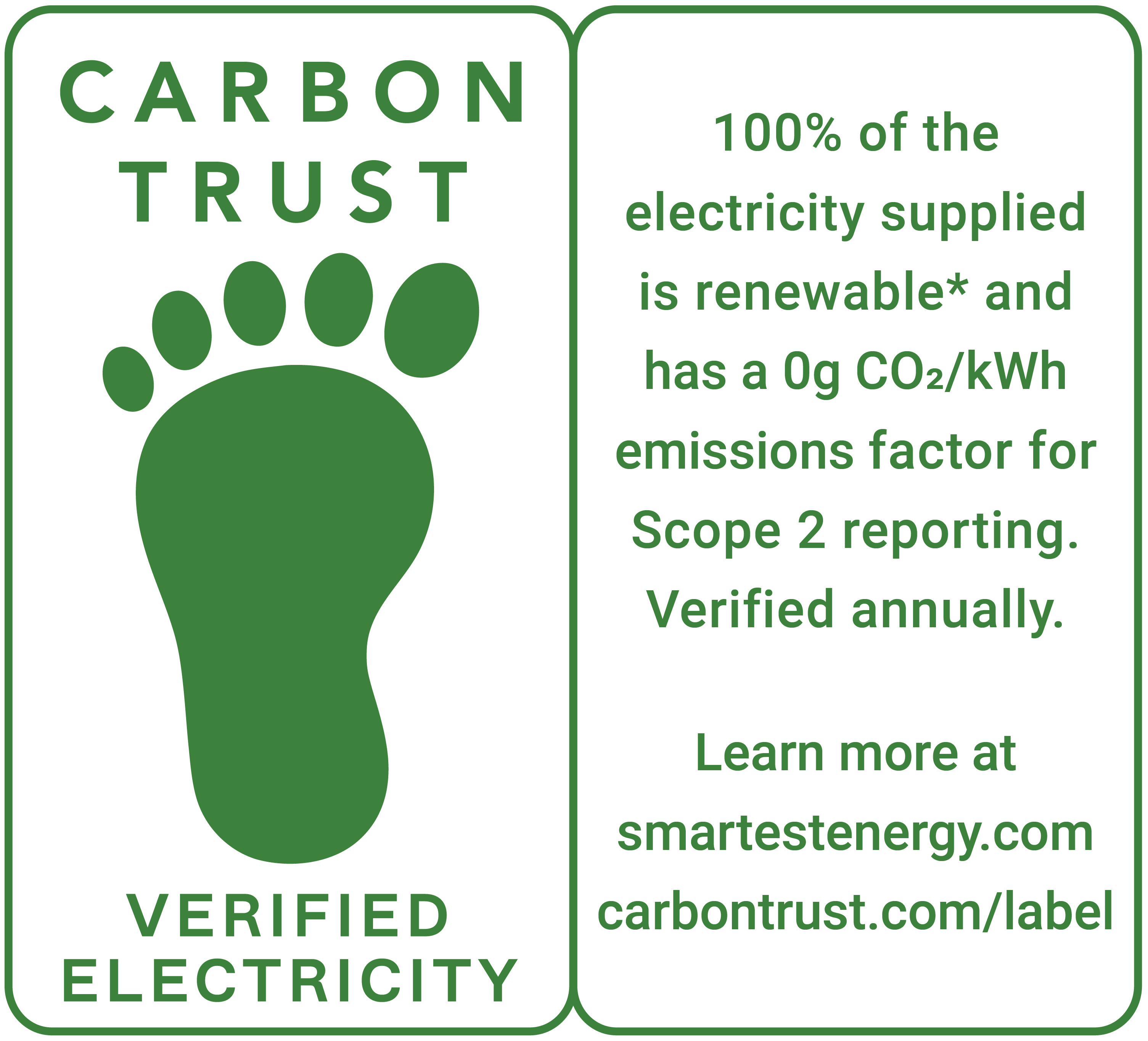 Carbon Trust Carbon Footprint Label - verified electricity